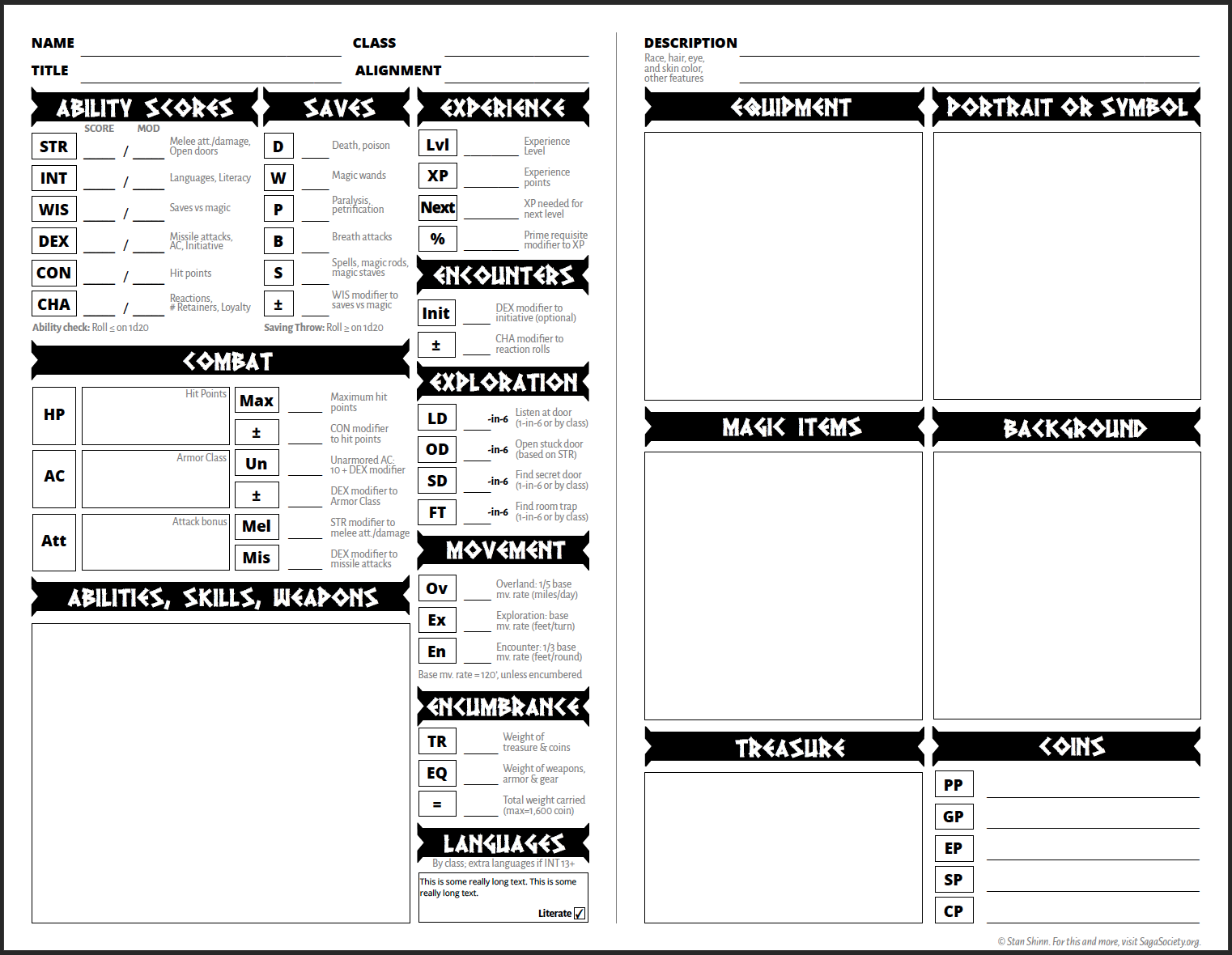 OSE Greek Styled Character Sheet